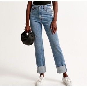 Abercrombie and Fitch Ultra High Rise Ankle Straight 26 Short Cuff Hem Reg $100